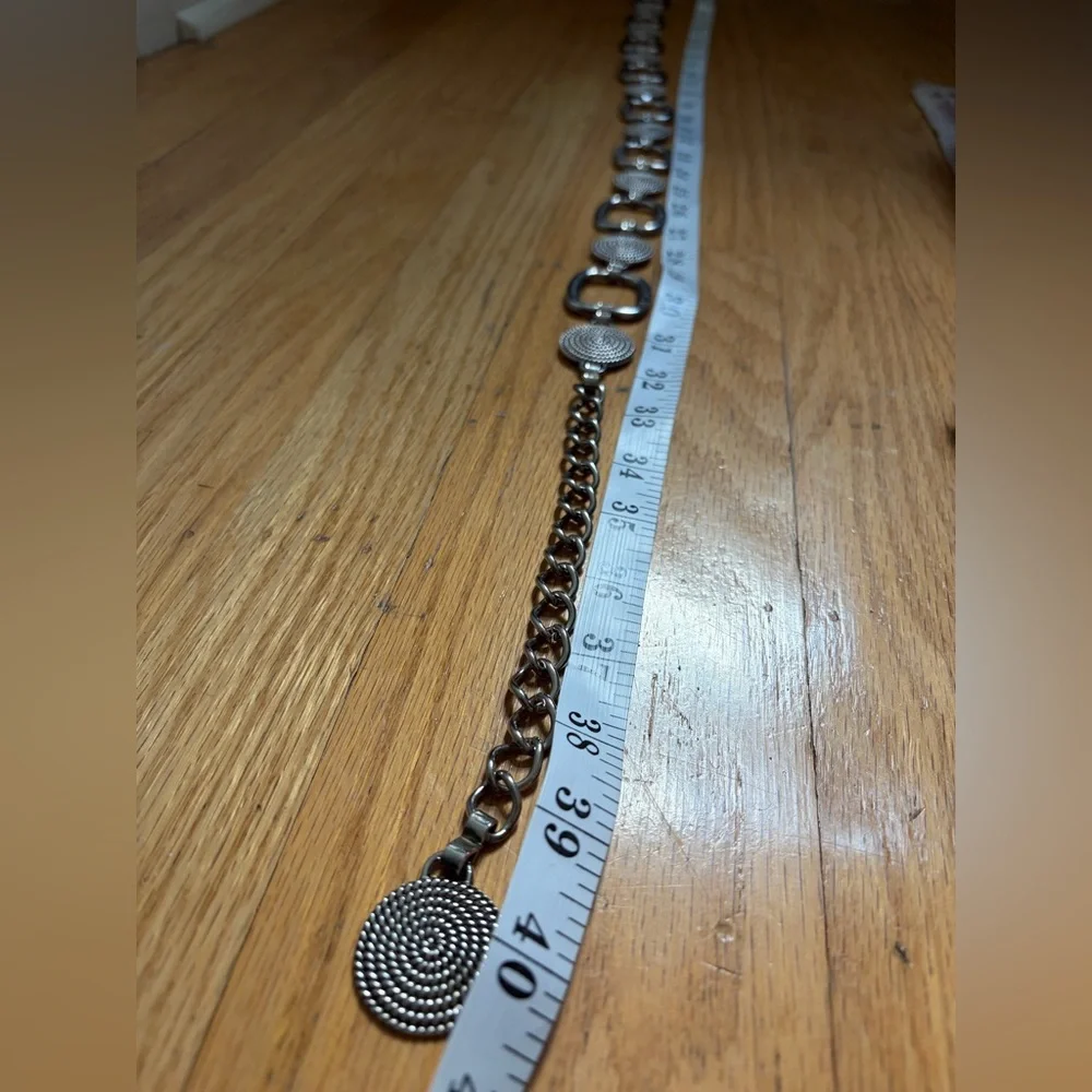 Vintage Silver-Tone Geometric Chain Link Belt